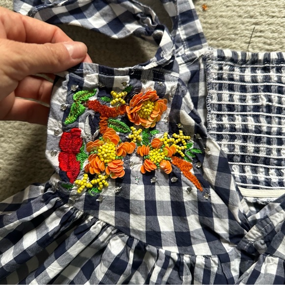 ZARA GINGHAM BLOUSE W/ EMBROIDERED PARROT AND SEQUINS XS - Picture 4 of 4